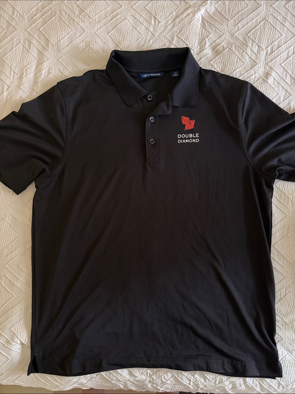Cutter & Buck Black Polo with Red Double Diamond Logo